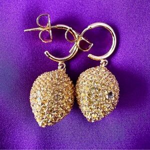 Kate Spade Fresh Squeeze Pavé Lemon Charm Huggie Hoop Earrings